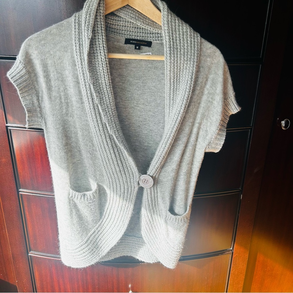 BCBGMaxAzria Gray Cardigan with Shawl Collar